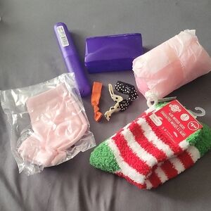 Festive Striped Socks and Accessories Set